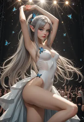 Butterfly Elf Performer Under Stage Lights