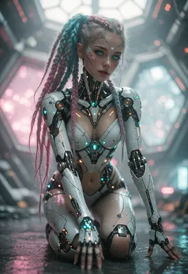 Cybernetic Android with Braided Hair