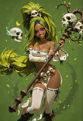Necromancer Witch with Skull Staff
