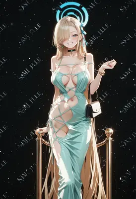 Elegant Angel in Strappy Evening Gown