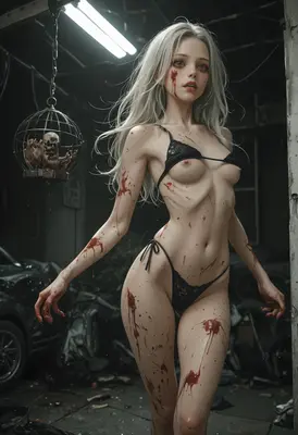 Bloodstained Beauty in the Dark Garage