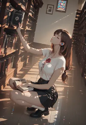 Serene Moment in the Sunlit Library