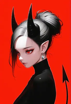 Fiery Demon Girl Portrait