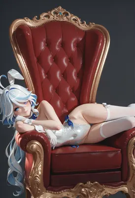 Elegant Bunny Girl on Velvet Throne