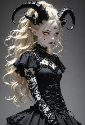 Gothic Demon Princess with Golden Eyes
