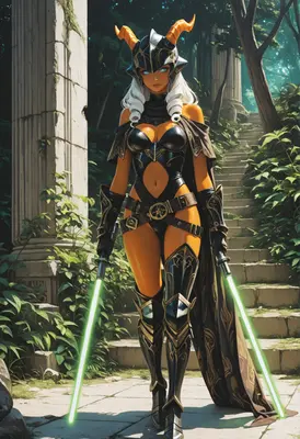 Horned Warrior with Dual Laser Blades