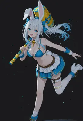 Energetic Bunny Girl with Giant Hammer