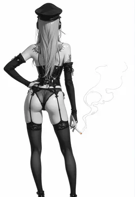 Monochrome Military Style Lingerie Portrait