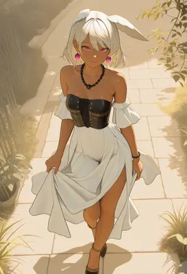 Elegant Bunny Girl in Summer Garden