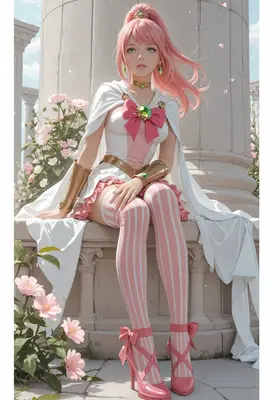 Pink Haired Warrior in Garden