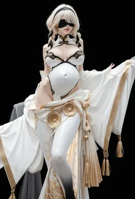 Ethereal Blindfolded Maiden in White