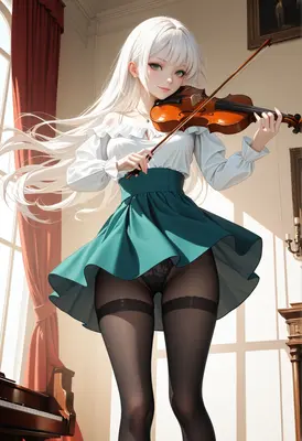 Elegant Violinist in a Sunlit Room