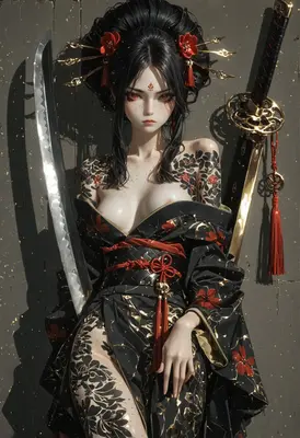 Crimson Blade Geisha Warrior
