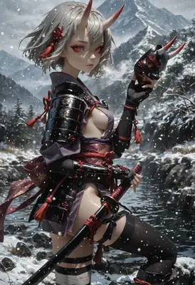 Oni Warrior in the Snowy Mountains