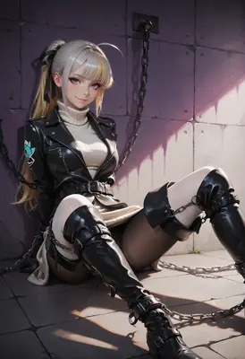 Chained Beauty in a Leather Jacket