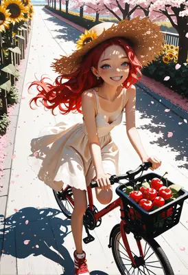 Summer Bike Ride Through Cherry Blossoms