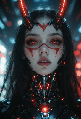 Cybernetic Demon Queen Portrait