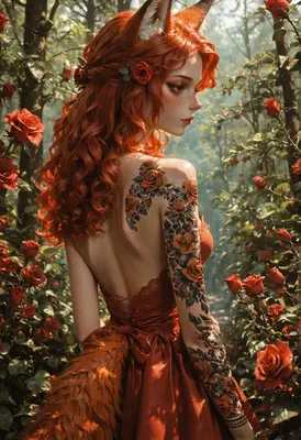 Fox Spirit Among The Roses
