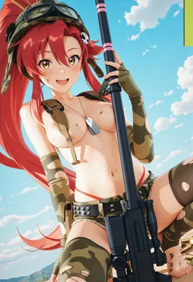 Red Haired Sniper in Camouflage Gear