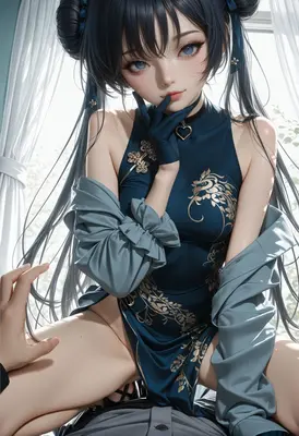 Elegant Blue Qipao Anime Girl