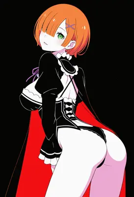 Orange Haired Maid in Playful Pose
