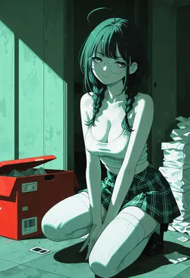 Melancholy Girl Among Moving Boxes