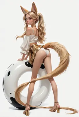 Fennec Fox Girl With Pool Float