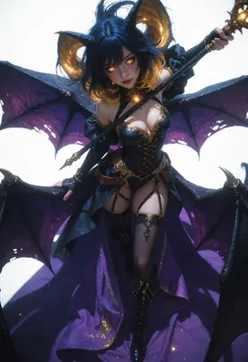 Ethereal Demon Queen with Golden Eyes
