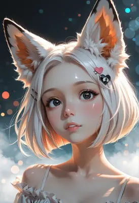 Dreamy White Fox Girl Portrait