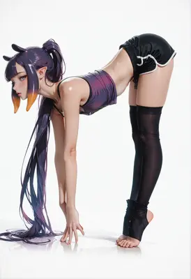 Athletic Purple Haired Elf Girl