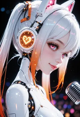 Cybernetic Idol Singing Under Stage Lights