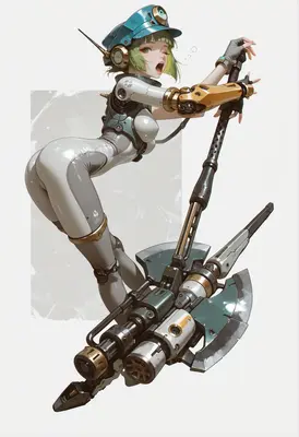 Cyborg Warrior with Massive Battle Axe