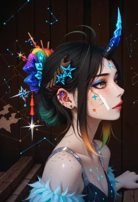Celestial Unicorn Maiden with Starry Accents