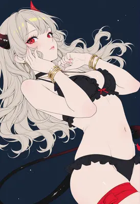 Demonic Beauty in Black Lingerie