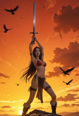 Warrior Queen Under A Fiery Sky