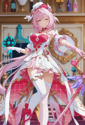 Winking Magical Girl in Heart Dress