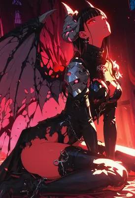 Gothic Succubus in Crimson Light