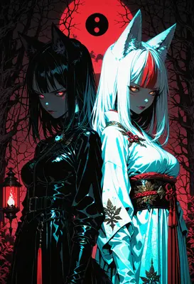 Dual Spirits of the Crimson Moon