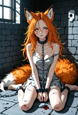 Captive Fox Girl in Dark Cell