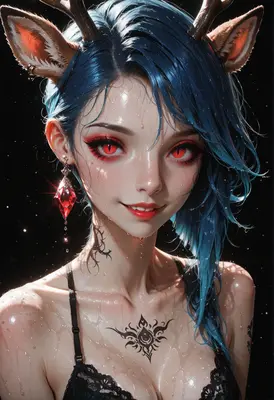 Enchanting Deer Girl with Glowing Eyes