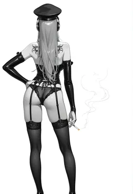 Military Style Goth Girl Smoking