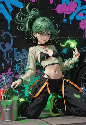 Street Art Magic Green Graffiti Girl