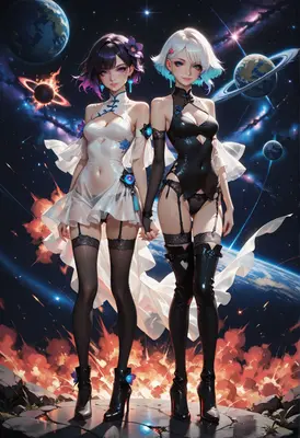 Celestial Duo Amidst Cosmic Chaos