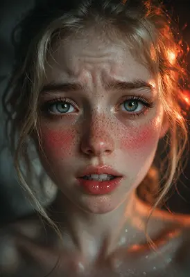 Glimmering Portrait of a Distressed Girl