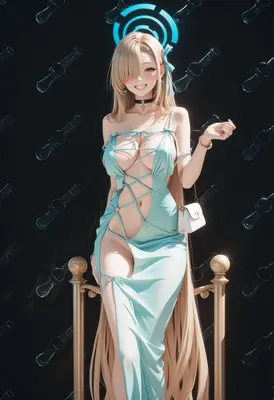Radiant Blonde Beauty in Azure Gown