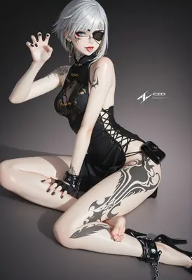 Tattooed Cyberpunk Girl in Cheongsam