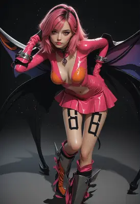 Pink Haired Succubus in Latex Gear
