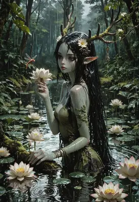 Ethereal Forest Spirit in Rain