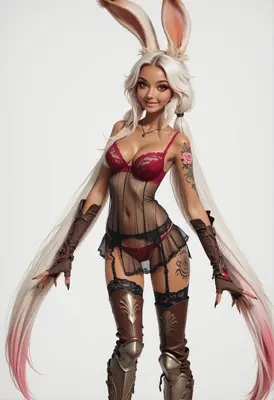 Ethereal Bunny Girl in Lingerie Armor