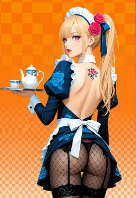 Elegant Maid Serving Tea